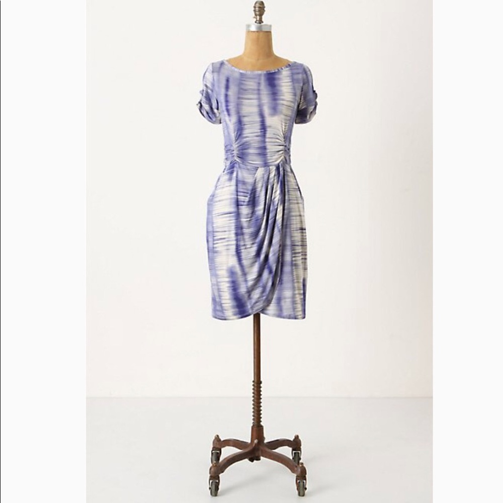 Anthropologie blue and cream jersey knit dress